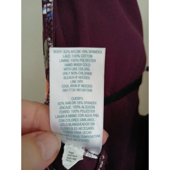 Kona Sol Floral One Piece Swimsuit Plunge Crochet Trim Halter Boho Retro M - Picture 7 of 8